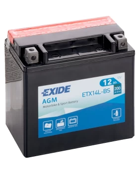 ETX14L-BS(YTX14L-BS) Μπαταρία Μοτοσυκλέτας EXIDE AGM 12Ah 200A