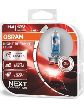 Λάμπες OSRAM Night Breaker Laser +150% H4 12V 60/55W 2τμχ