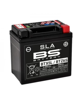 BTX5L/BTZ6S SLA Μπαταρία Μοτοσυκλέτας BS 12V 5.3Ah 90A