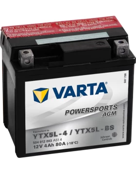 YTX5L-4/YTX5L-BS Μπαταρία Μοτοσυκλέτας VARTA Powersports AGM 4Ah