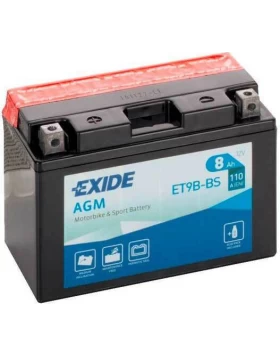 ET9B-BS(YT9B-BS) Μπαταρία Μοτοσυκλέτας EXIDE AGM 8Ah 110A