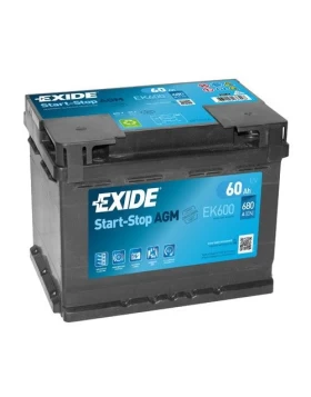 Μπαταρία Αυτοκινήτου 60Ah 680A EXIDE EK600 AGM Start & Stop