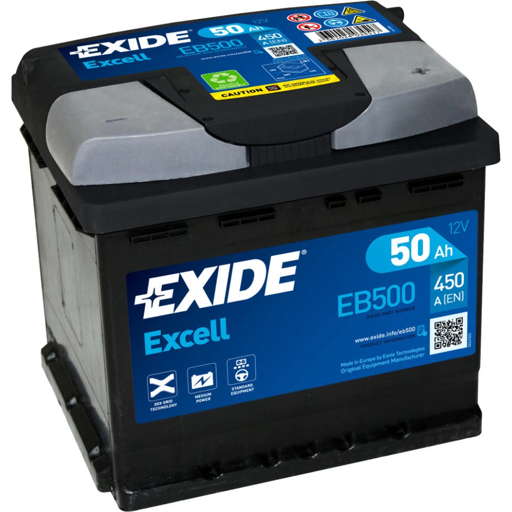 Μπαταρία Αυτοκινήτου 50Ah 450A EXIDE EXCELL EB500