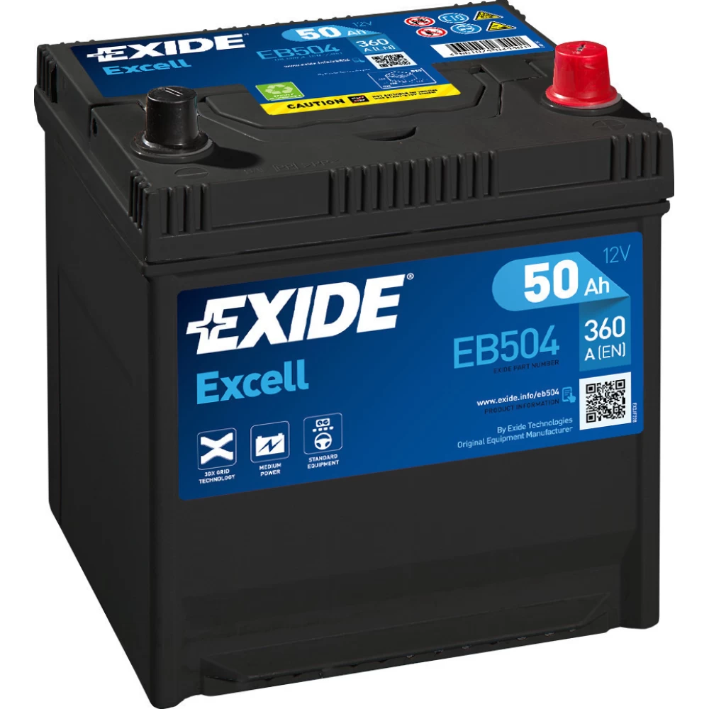 Μπαταρία Αυτοκινήτου 50Ah 360A EXIDE EXCELL EB504