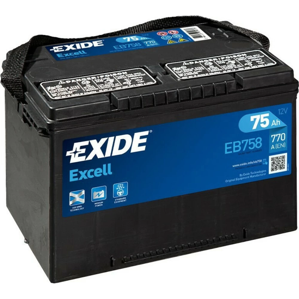 Μπαταρία Αυτοκινήτου 75Ah 770A EXIDE EXCELL EB758