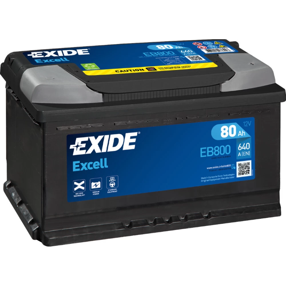 Μπαταρία Αυτοκινήτου 80Ah 640A EXIDE EXCELL EB800