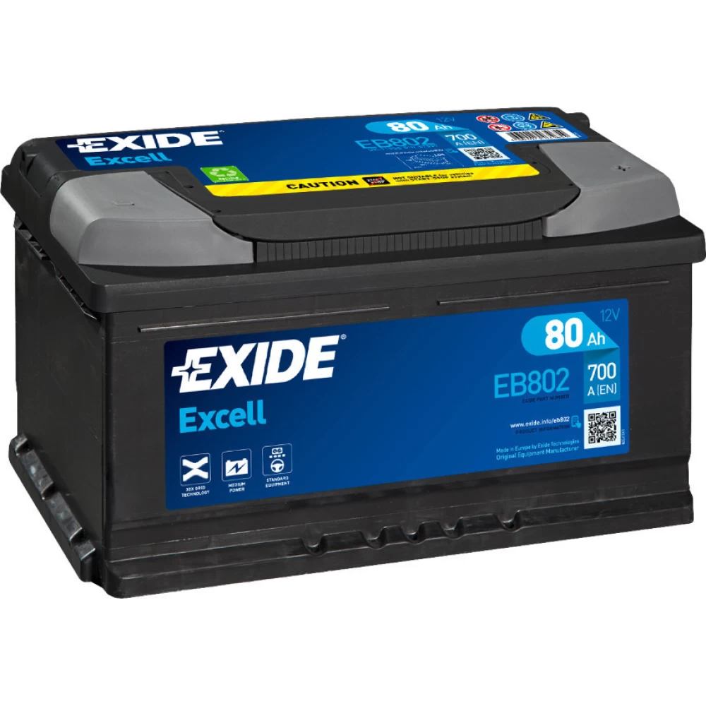 Μπαταρία Αυτοκινήτου 80Ah 700A EXIDE EXCELL EB802