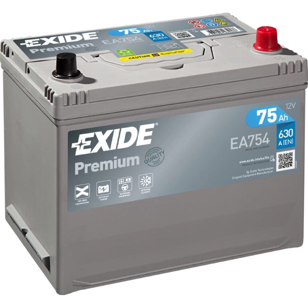 Μπαταρία Αυτοκινήτου 75Ah 630A EXIDE PREMIUM EA754