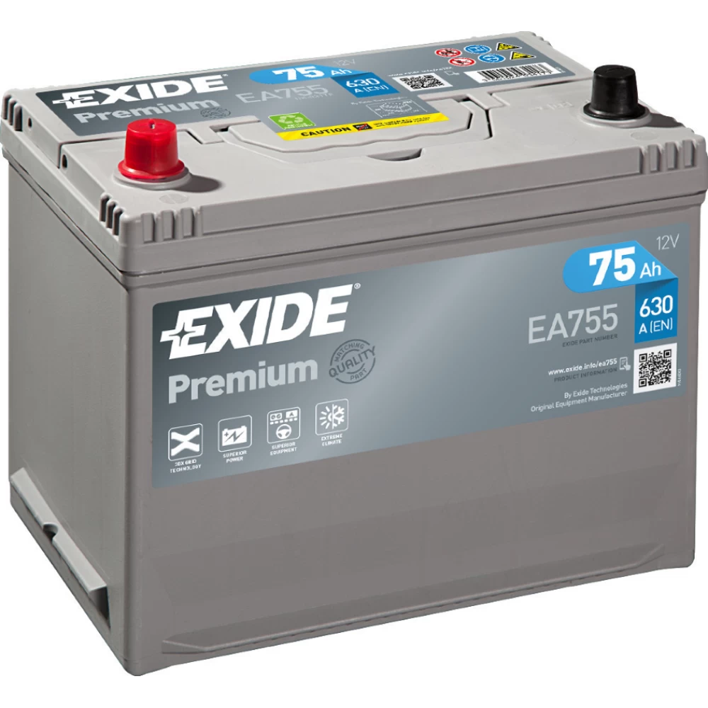 Μπαταρία Αυτοκινήτου 75Ah 630A EXIDE PREMIUM EA755