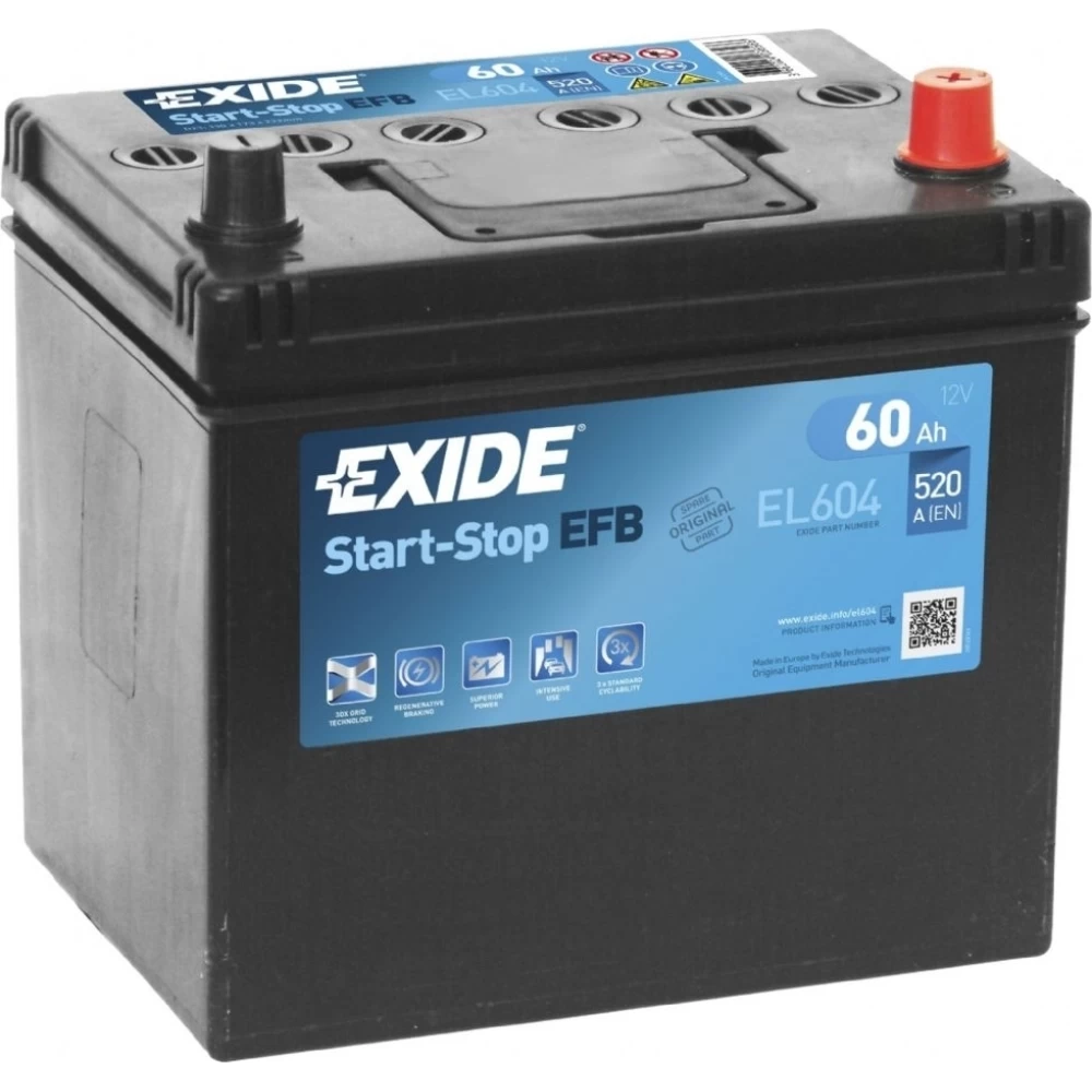 Μπαταρία Αυτοκινήτου 60Ah 520A EXIDE EL604 EFB Start & Stop