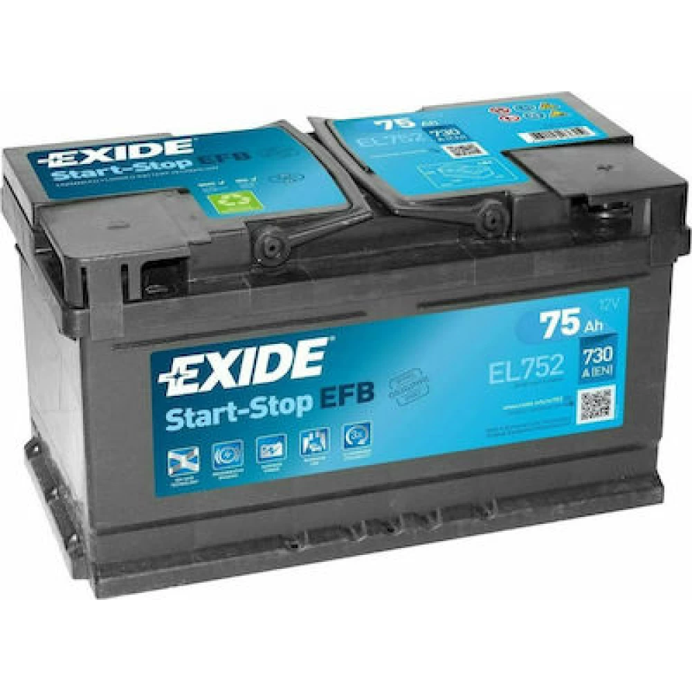 Μπαταρία Αυτοκινήτου 75Ah 730A EXIDE EL752 EFB Start & Stop