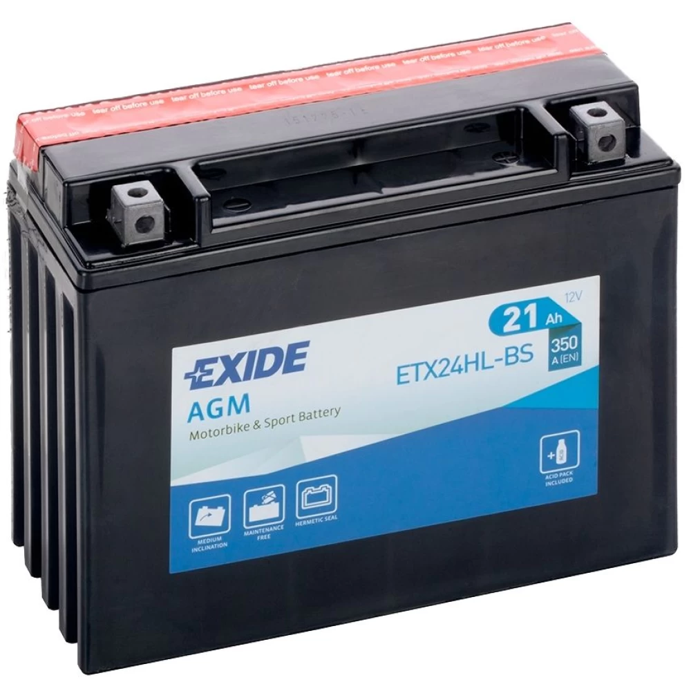 ETX24HL-BS(YTX24HL-BS) Μπαταρία Μοτοσυκλέτας EXIDE AGM 21Ah 350A