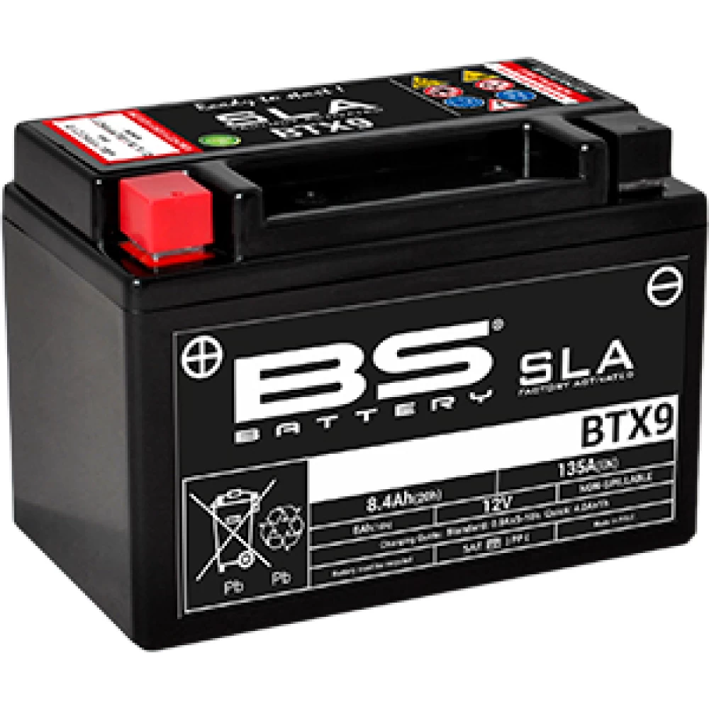 BTX9 (YTX9) SLA Μπαταρία Μοτοσυκλέτας BS 12V 8.4Ah