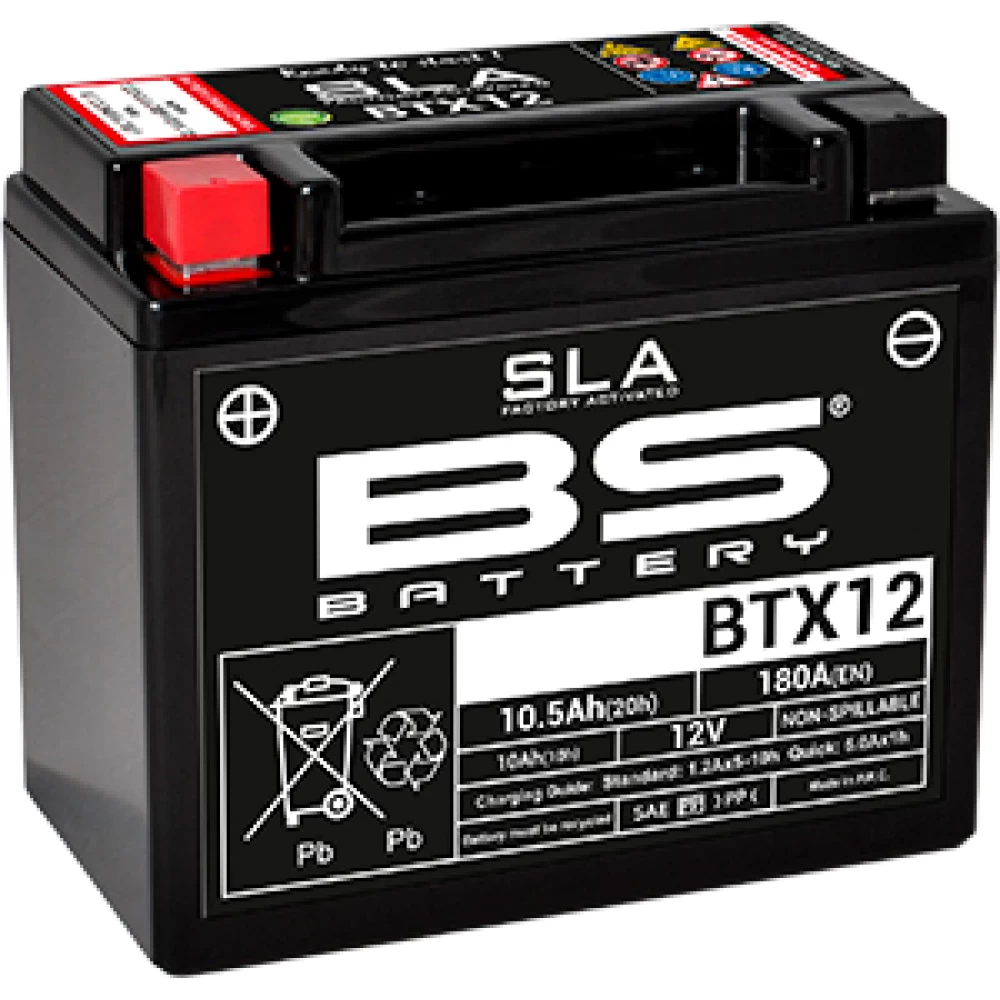 BTX12 (YTX12) SLA Μπαταρία Μοτοσυκλέτας BS 12V 10.5Ah