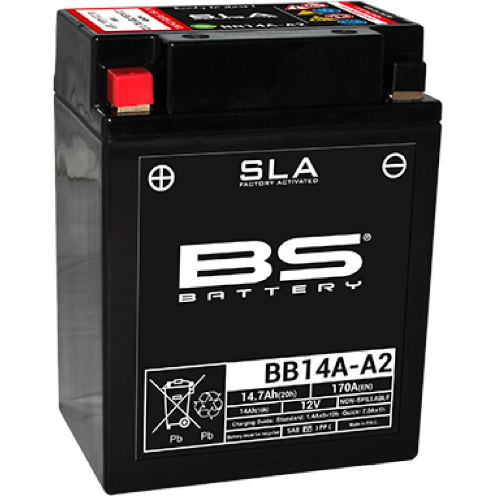 BB14A-A2 (YB14A-A2) SLA Μπαταρία Μοτοσυκλέτας BS 12V 14.7Ah