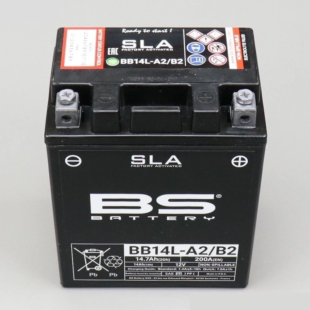 BB14L-A2/B2 (YB14L-A2/B2) SLA Μπαταρία Μοτοσυκλέτας BS 12V 14.7Ah