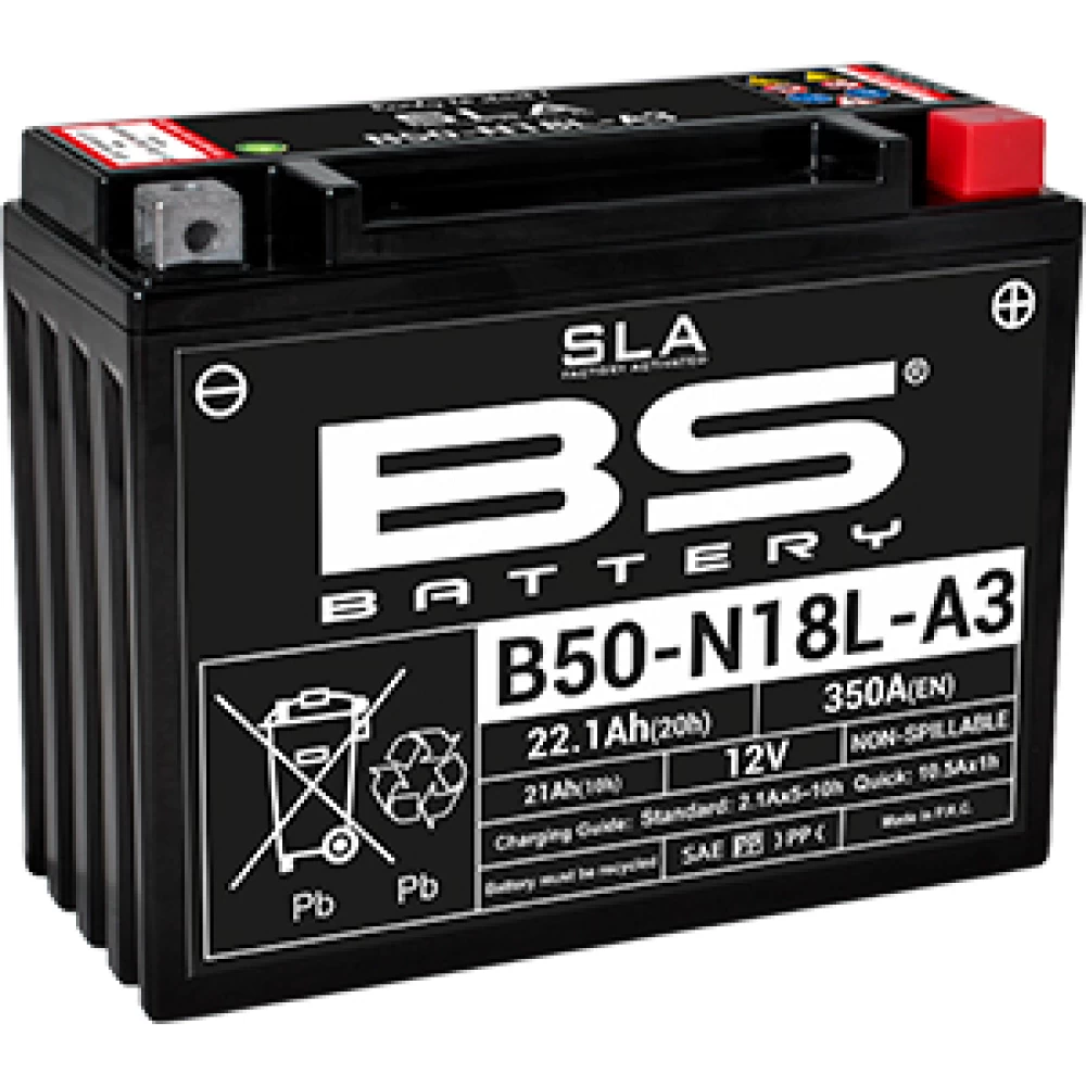 B50N18L-A3 (Y50N18L-A3) SLA Μπαταρία Μοτοσυκλέτας BS 12V 22.1Ah