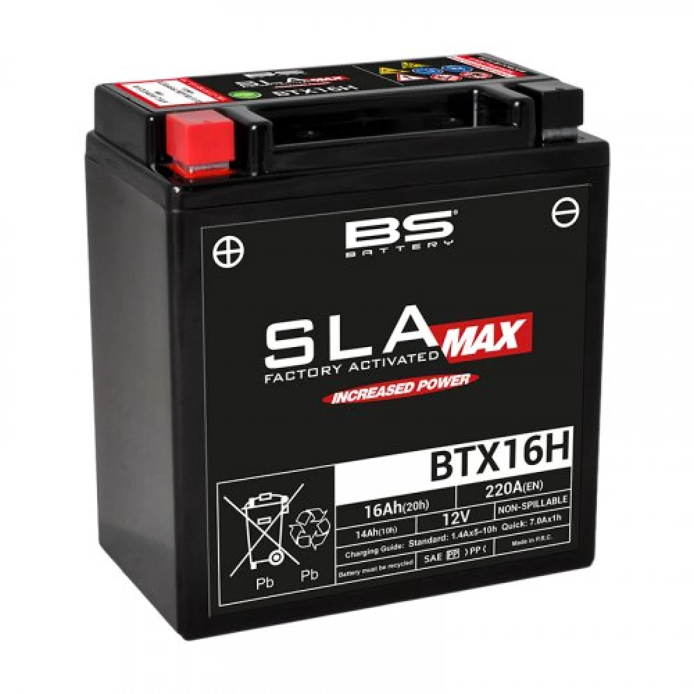 BTX16H (YTX16H) SLA MAX Μπαταρία Μοτοσυκλέτας BS 12V 16Ah