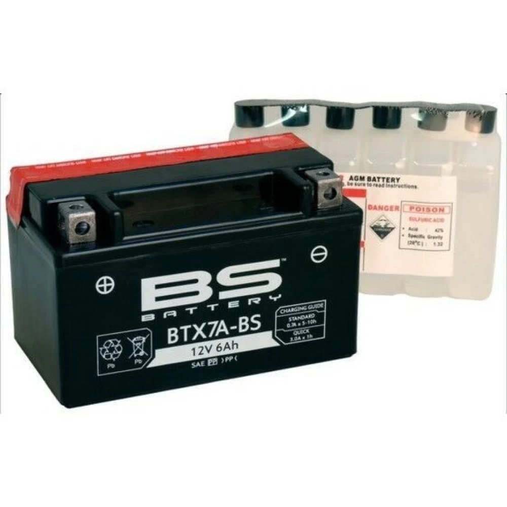 BTX7A-BS (YTX7A-BS) Μπαταρία Μοτοσυκλέτας BS 12V 6.3Ah