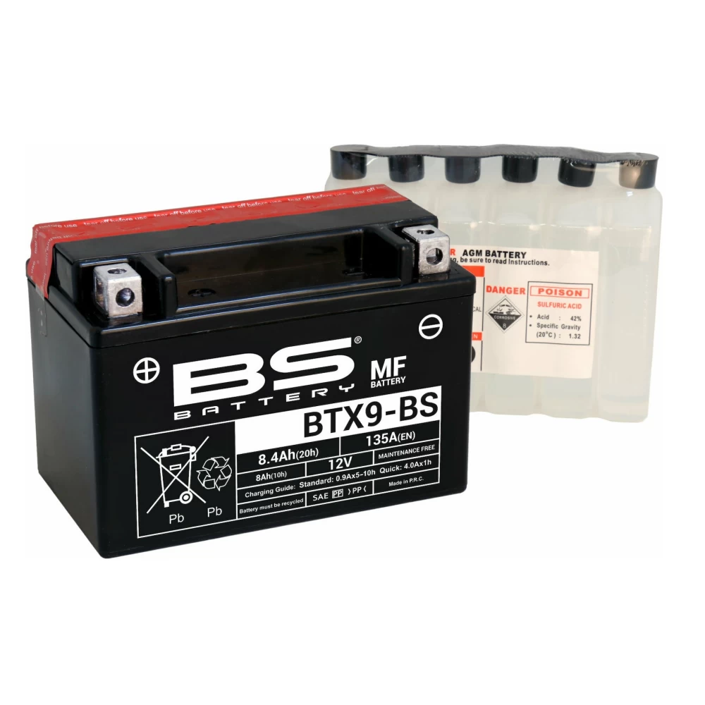 BTX9-BS (YTX9-BS) Μπαταρία Μοτοσυκλέτας BS 12V 8.4Ah