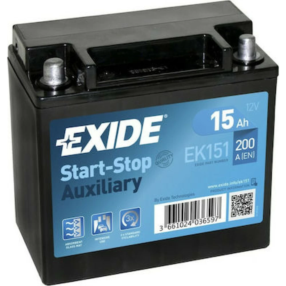 Μπαταρία αυτοκινήτου EK151 EXIDE 15Ah 200A Auxiliary AGM Start - Stop