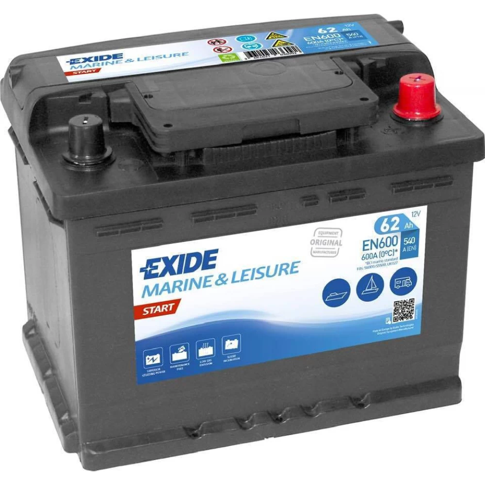 Μπαταρία σκάφους EN600 EXIDE Μarine & Leisure Start 62Ah 540A