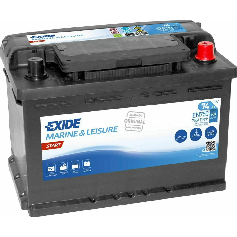 Μπαταρία σκάφους EN750 EXIDE Μarine & Leisure Start 74Ah 680A