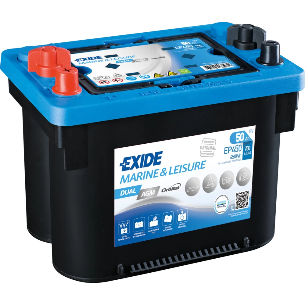 Μπαταρία σκάφους EP450 EXIDE Μarine & Leisure Dual  AGM 50Ah 750A