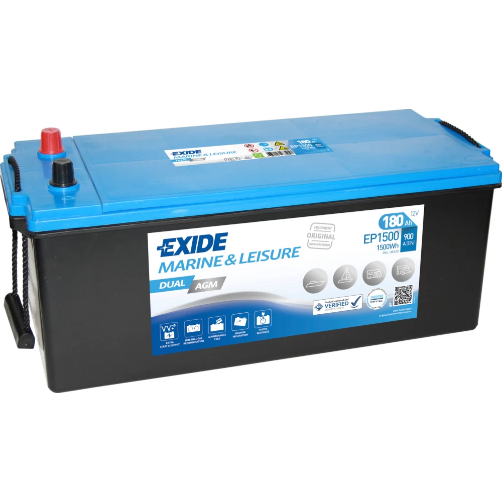 Μπαταρία σκάφους EP1500 EXIDE Μarine & Leisure Dual AGM 180Ah 800A