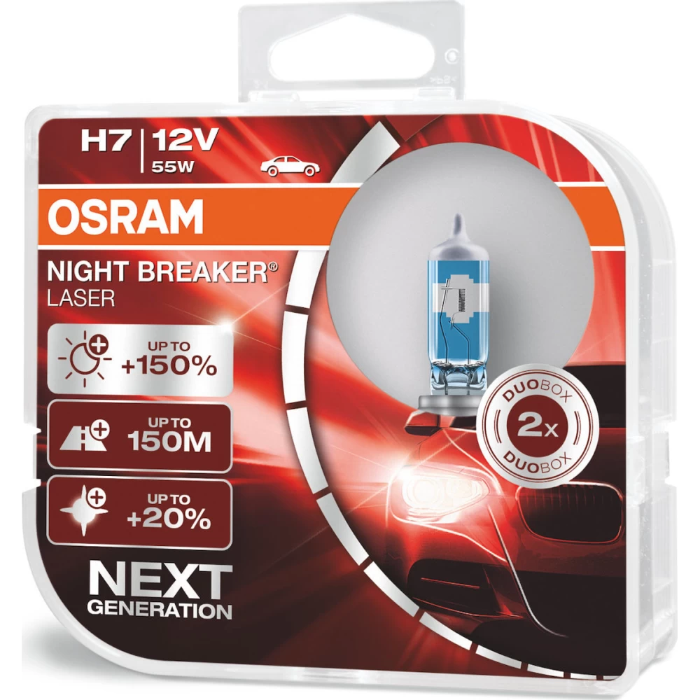 Λάμπες OSRAM Night Breaker Laser +150% H7 12V 55W 2τμχ