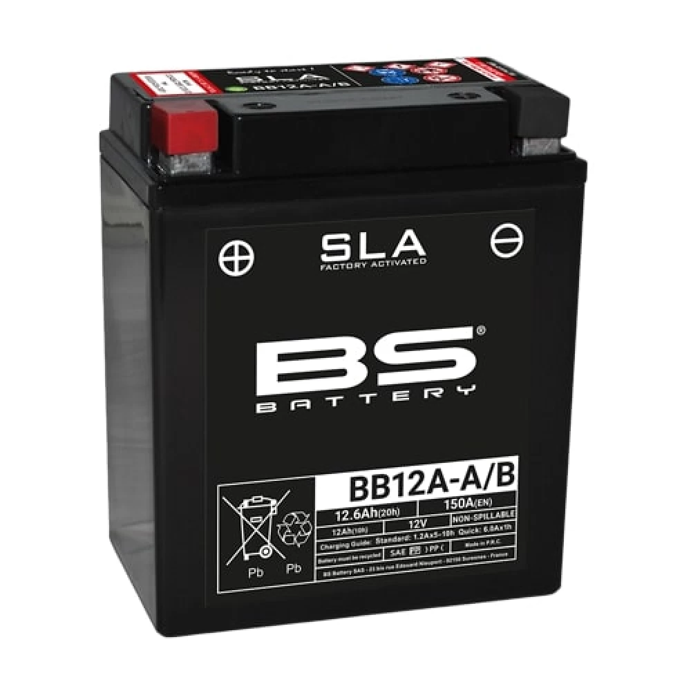 BB12A-A/B (YB12A-B, YB12A-A) SLA Μπαταρία Μοτοσυκλέτας BS 12V 12.6Ah 150A