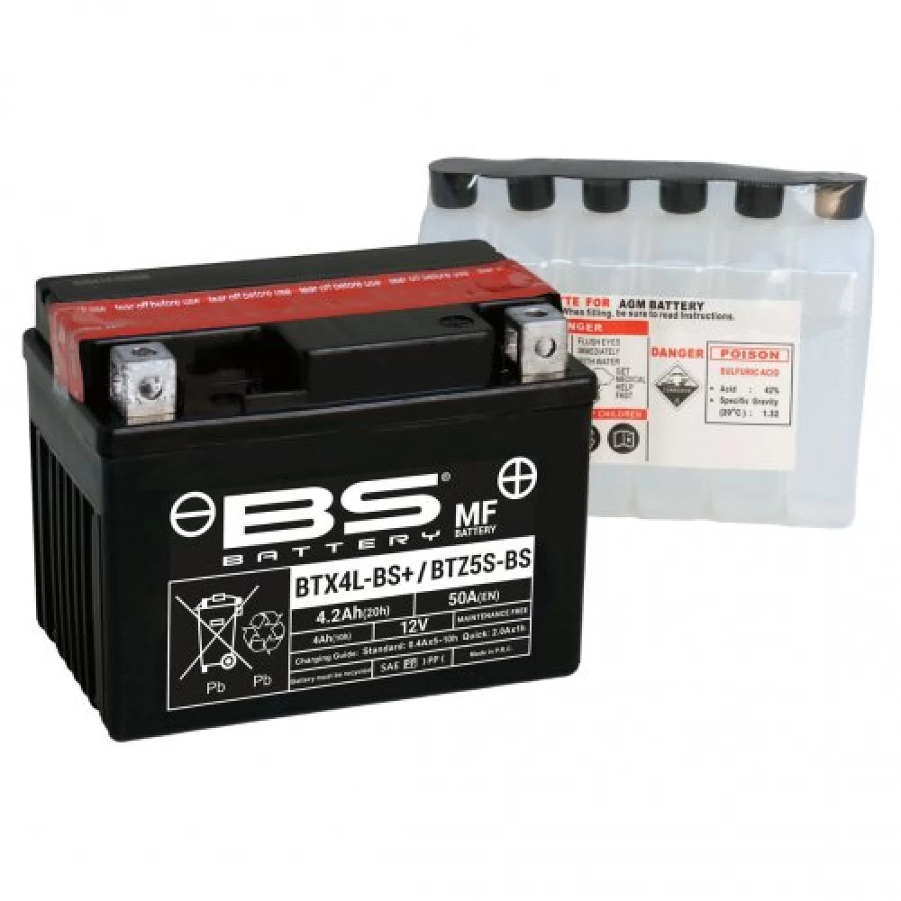 BTX4L+/BTZ5S-BS Μπαταρία Μοτοσυκλέτας BS 12V 4.2Ah 50A