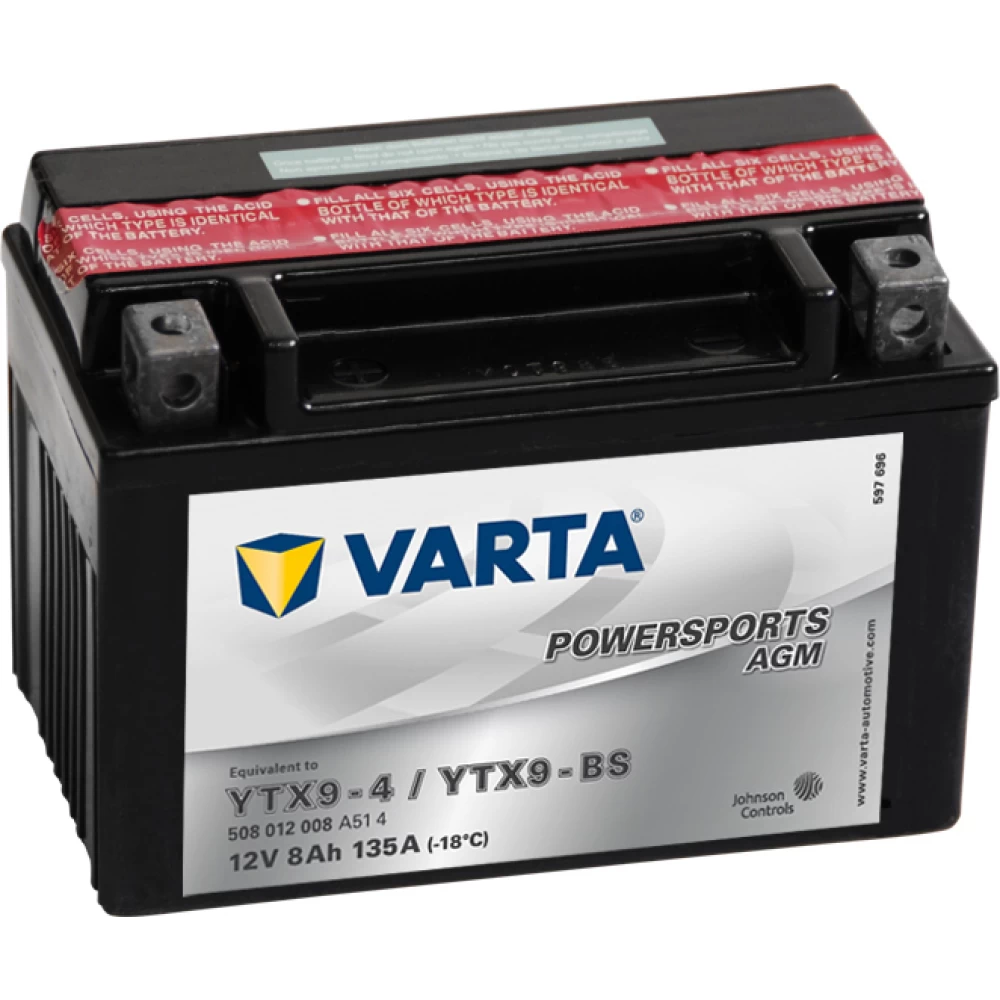 YTX9-4/YTX9-BS Μπαταρία Μοτοσυκλέτας VARTA Powersports AGM 8Ah 135A