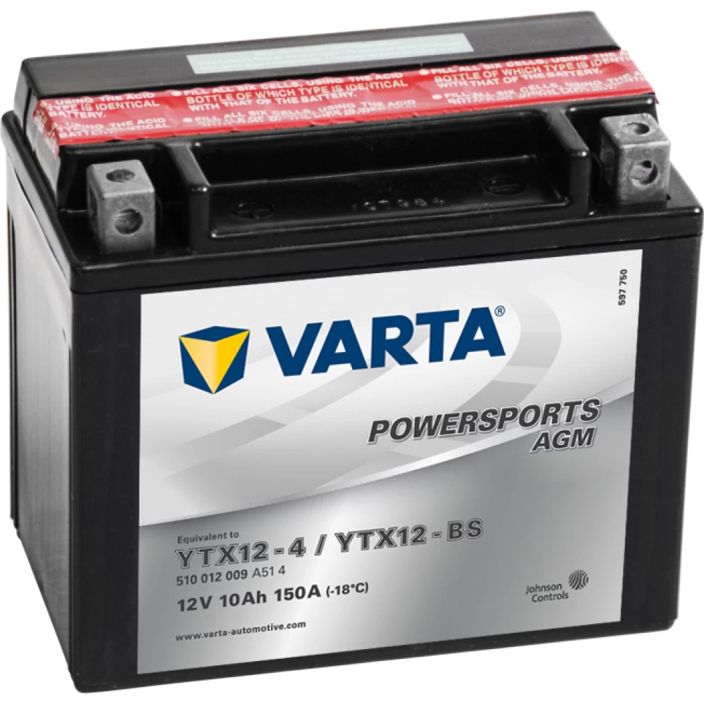 YTX12-4/YTX12-BS Μπαταρία Μοτοσυκλέτας VARTA Powersports AGM 10Ah