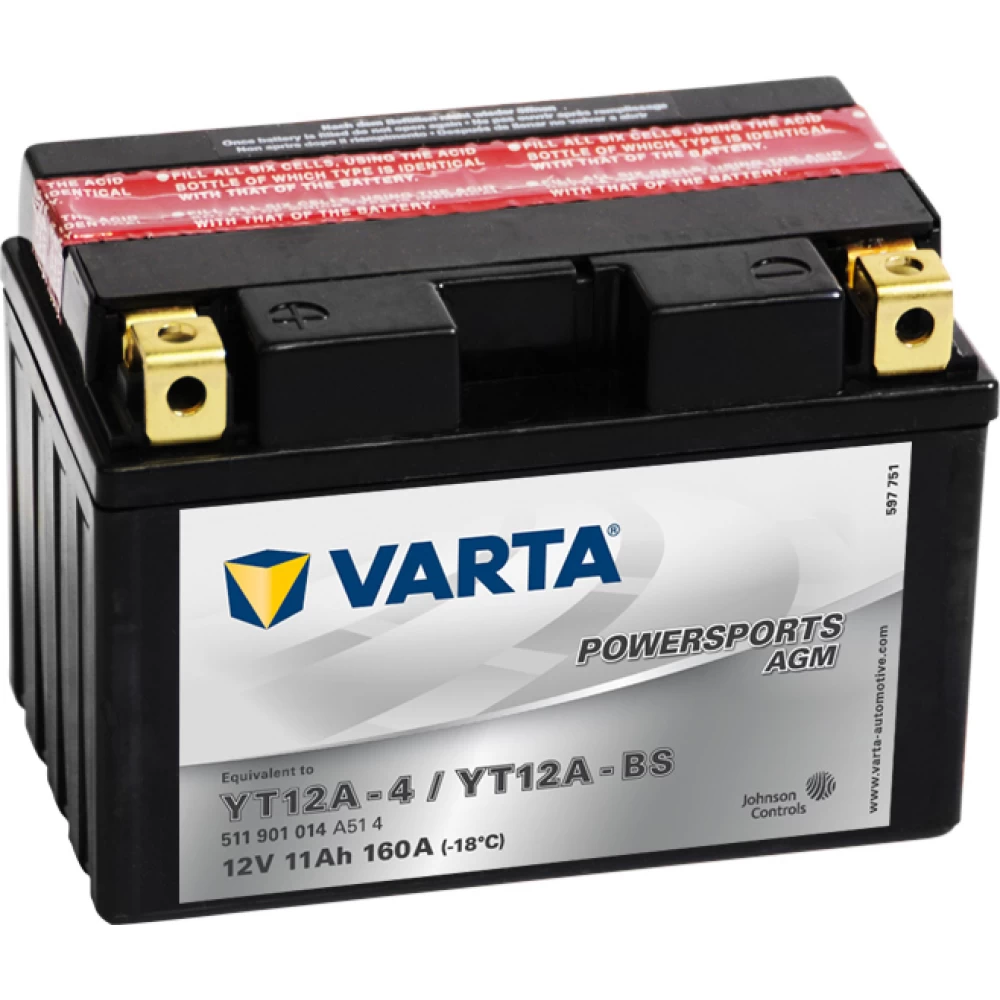 YT12A-4/YT12A-BS Μπαταρία Μοτοσυκλέτας VARTA Powersports AGM