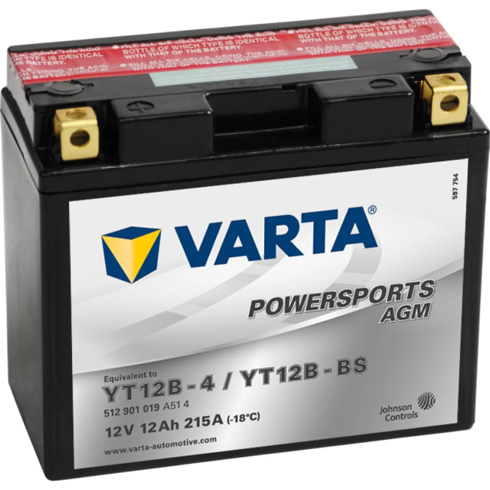 YT12B-4/YT12B-BS Μπαταρία Μοτοσυκλέτας VARTA Powersports AGM 12Ah