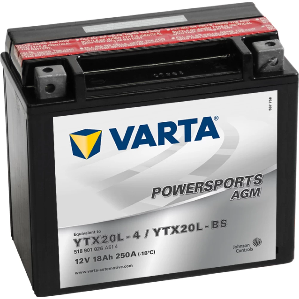 YTX20L-4/YTX20L-BS Μπαταρία Μοτοσυκλέτας VARTA Powersports AGM