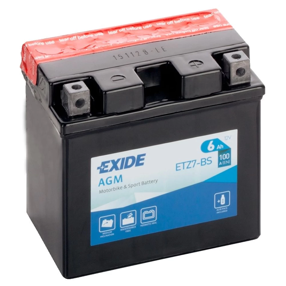 ETZ7-BS(YTZ7S) Μπαταρία Μοτοσυκλέτας EXIDE AGM 6Ah 100A