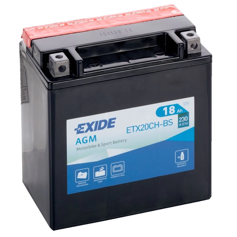 ETX20CH-BS(YTX20CH-BS) Μπαταρία Μοτοσυκλέτας EXIDE AGM 18Ah 230A