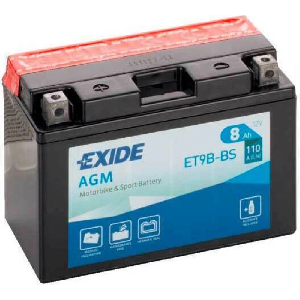 ET9B-BS(YT9B-BS) Μπαταρία Μοτοσυκλέτας EXIDE AGM 8Ah 110A