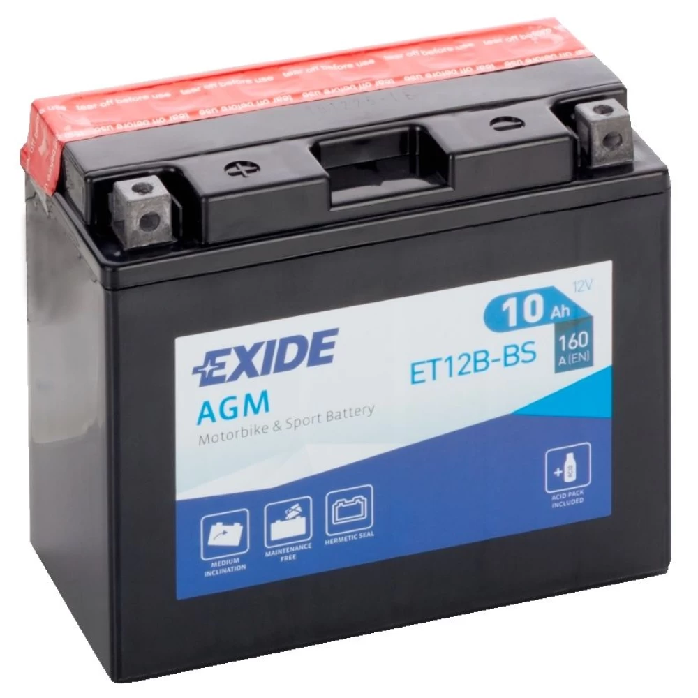 ET12B-BS(YT12B-BS) Μπαταρία Μοτοσυκλέτας EXIDE AGM 10Ah 160A