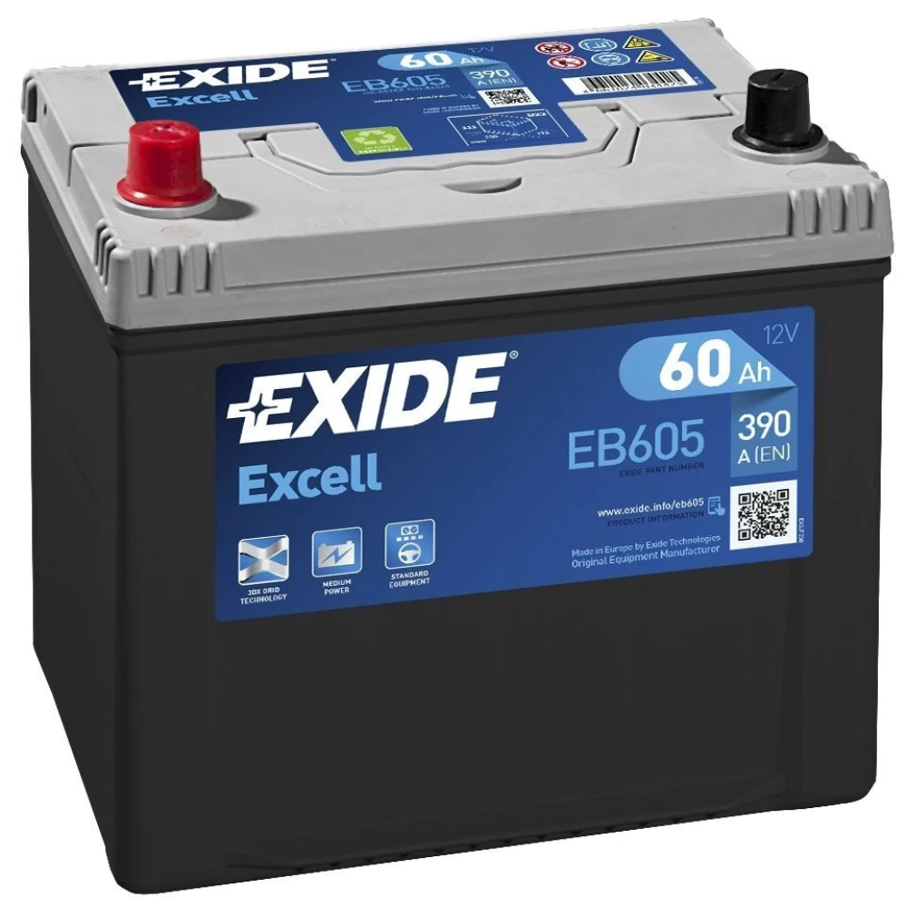 Μπαταρία Αυτοκινήτου 60Ah 390A EXIDE EXCELL EB605