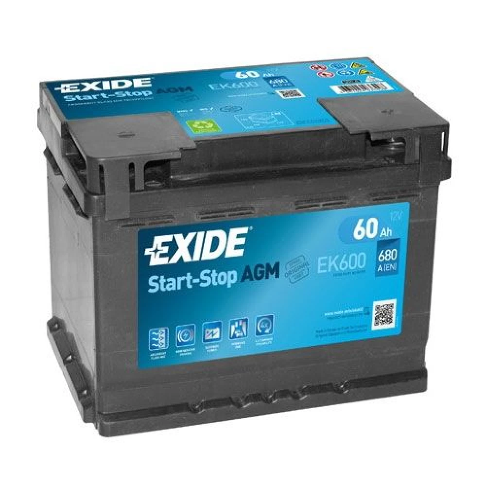 Μπαταρία Αυτοκινήτου 60Ah 680A EXIDE EK600 AGM Start & Stop