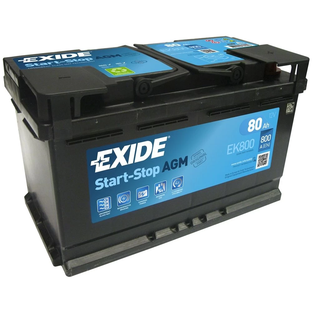 Μπαταρία Αυτοκινήτου 80Ah 800A EXIDE EK800 AGM Start & Stop