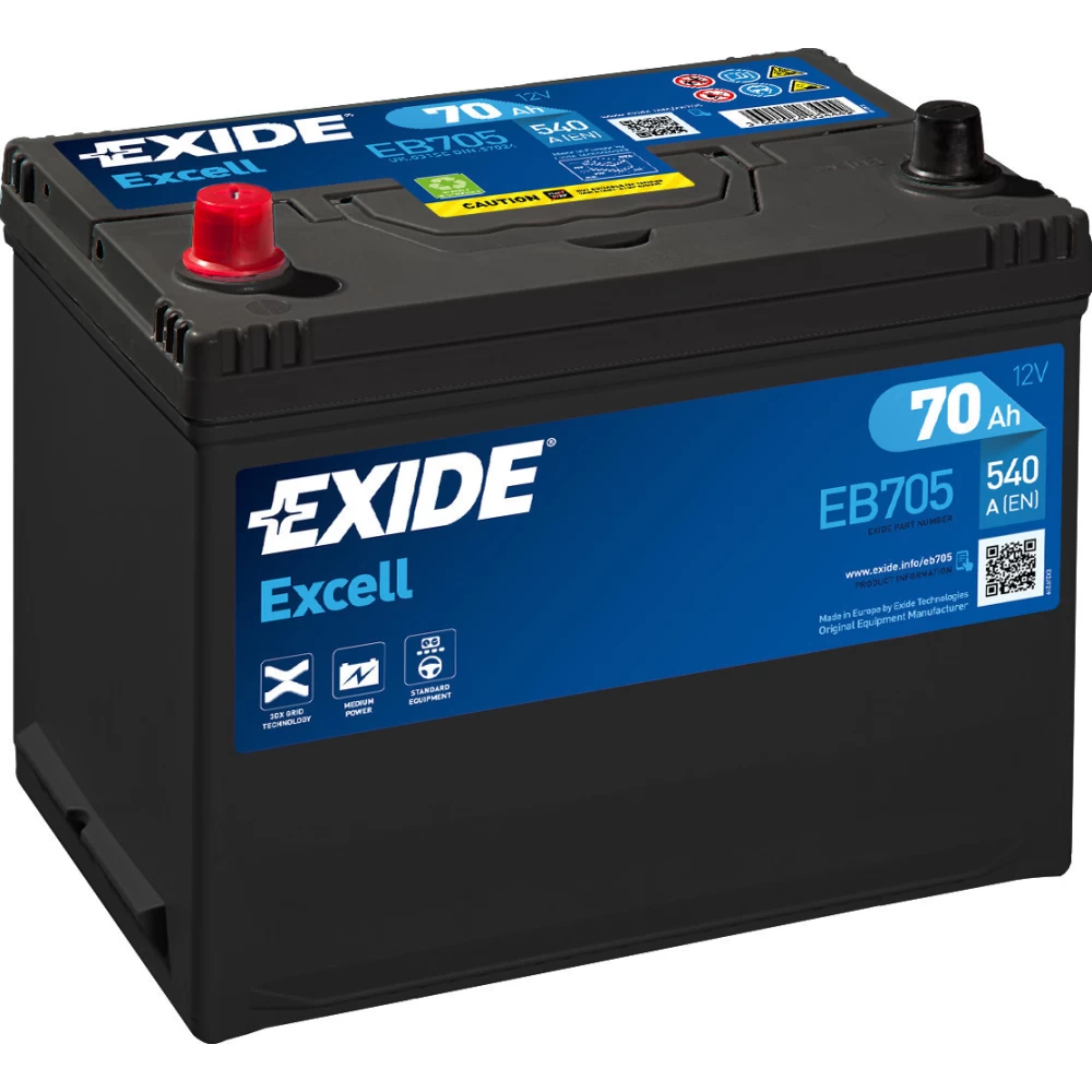 Μπαταρία Αυτοκινήτου 70Ah 540A EXIDE EXCELL EB705