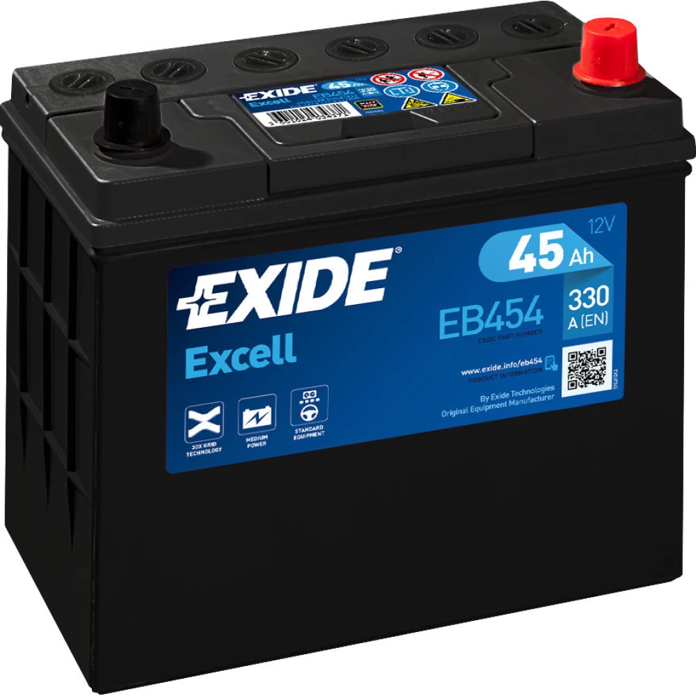 Μπαταρία Αυτοκινήτου 45Ah 330A EXIDE EXCELL EB454