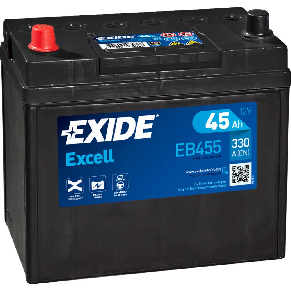 Μπαταρία Αυτοκινήτου 45Ah 330A EXIDE EXCELL EB455